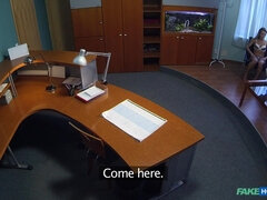 Leie, Arschlecken, Blondine, Lecken, Büro, Muschi, Uniform, Spanner