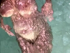 Hairy Brunette BBW with Big Natural Tits Squirting Outdoor