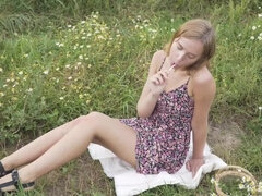茶髪の, ディルド, Hd, 裸, アウトドア, パンティ, 剃毛, 一人