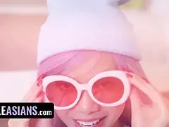 Little asians - small asian sweetie Vina Sky with pink hair lost game and gets her petite snatch drilled