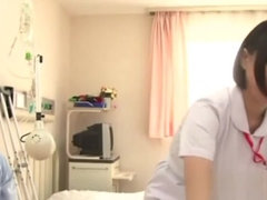 Big tits japan nurse licking his pole