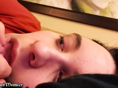 Belle grosse femme bgf, Sucer une bite, Éjaculation interne, Éjaculer dans la bouche, Faciale, Hôtel, Fille latino, Suçant