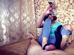 Feet, Footjob, Orgasm, Socks, Teen