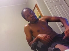 Wank, big black dick, solo masturbation