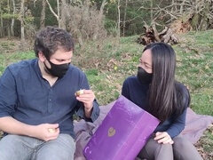 Aziatisch, Chinees, Stel, Sperma, Orgasme, Buiten, Realiteit, Spaans