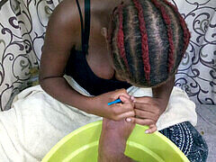 Negro, Mamada, Polla, Ébano, Pies, Chupando, Adolescente