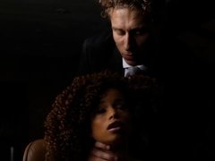 Negro, Estilo perrito, Ébano, Pajear, Coño, Afeitado, Adolescente, Apretado