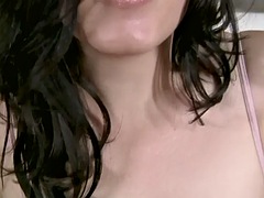 Hairy pussy babe tugging cock POV talking dirty