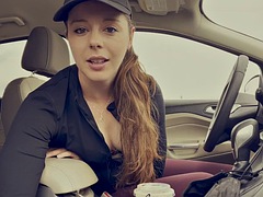 Amateur, Car, Flashing, Masturbation, Pov, Solo, Tits