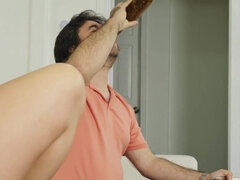 Rachel Cavalli - blonde MILF cougar with huge fake tits fucked in the kitchen