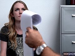 Super skinny and cute shoplifter teen fucked