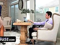 Office stress ease: jayden gets his cock bj'ed by sarah while requesting a promotion
