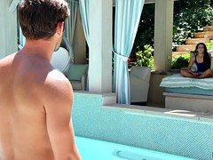 Tussi, Blasen, Braunhaarige, Knallhart, Hardcore, Pool, Titten