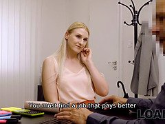 Vorstellungsgespräch, Blondine, Hd, Geld, Büro, Muschi, Rasiert, Sohn