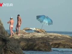 素人, ビーチ, ブロンド, 露出狂, 淫乱熟女, 公共, のぞき, 妻