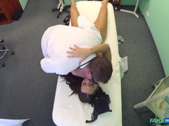 Médecin, Doigter, Léchez, Infirmière, Bureau, Chatte, Uniforme, Voyeur