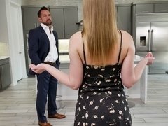 アナル, ブロンド, フェラチオ, 服従, デブ, キッチン, 自然山雀, 剃毛