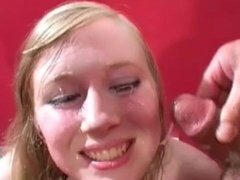 Blond, Brits, Groepseks ejactulatie, Sperma shot, Sperma in gezicht, Tiener