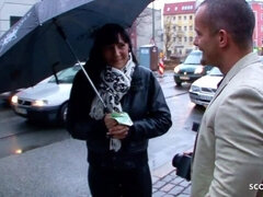 German MILF in Leather Leggings Pickup and Fuck on Street