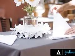 Girlsway - asian beauty Aria Lee fakes being a caterer to confront bride-to-be bestie alexia anders!