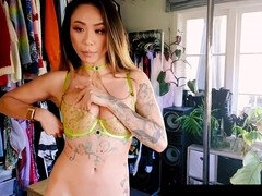 Amateur, Asiático, Lencería, Desnudo, Tatuaje