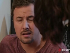 Amerikanisch, Arsch, Schwarz, Blasen, Hundestellung, Würgen, Natürlichen titten, Reiten