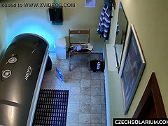 18 yo Girl came to Public Solarium with Hidden Cams