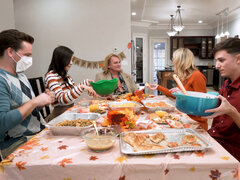 The family is celebrating the holidays with an orgy