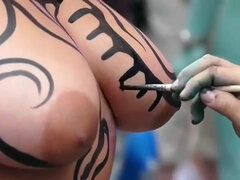 美人, フェラチオ, 巨乳な, 天然, 乳首, ヌーディスト, オーガズム, オッパイの