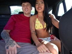 Hard sex in the cowgirl pose with a long-legged brunette Vivienne Vo