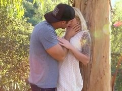 Tattooed blonde got fucked in the nature