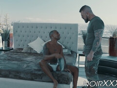 Anaal, Kont, Grote lul, Zwart, Homo, Spier, Tatoeage, Trio