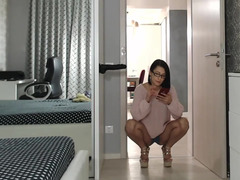 デカパイ, 茶髪の, ディルド, 足フェチ, ヒール, 淫乱熟女, バイブレーター, ウェブカメラ