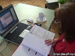 デカパイ, チェコ, お婆さん, 毛深い, 熟年, オフィス, 現実, 三人