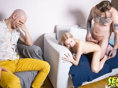 Arsch, Blondine, Blasen, Hundestellung, Natürlichen titten, Dürr, Jungendliche (18+), Titten