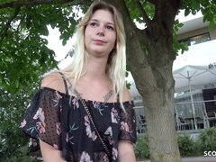 GERMAN SCOUT - CUTE COLLEGE TEEN LARA 18 TALK FUCK AT REAL STREET CASTING - Reality