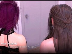 Amateur brunette with big tits gives a walkthrough of a hot visual novel game