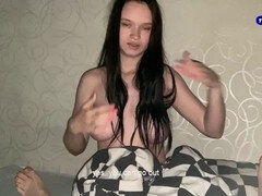 Cute 18-year-old Russian girl Airaccoon gets dirty while teasing her stepbrother