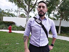 Tricked str8 stud pounds gay ass in a van until cumshot