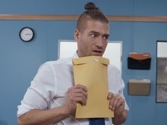 Bossy blonde woman seduces and fucks her new mailboy