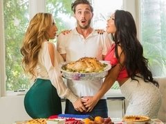 デカ尻, デカパイ, フェラチオ, バック, 女 人男 人, なめる, 淫乱熟女, 三人