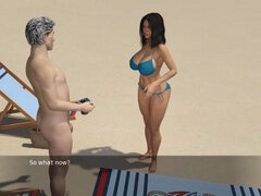 Playa, Verga grande, Negro, Cornudo, Ama de casa, Desnudo, Al aire libre, Público