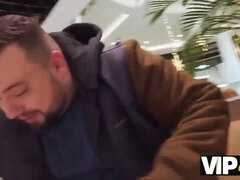 Watch Hunter bangs gorgeous redhead in public restroom while cuckold watches in VIP4K