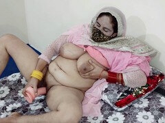 Sensual Pakistani bride with voluptuous breasts enjoys a naughty solo session in her wedding dress