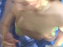 Pijpbeurt, Bruinharig, Schattig, Sperma in gezicht, Hardcore, Huisgemaakt, Moeder die ik wil neuken, Tieten likken