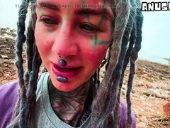 Public Blowjob on Beach Ends with Cum on Face - Sloppy German Amateur