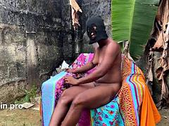 Africano, Verga grande, Pareja, Hembra, Hd, Masturbación, Al aire libre, Coño