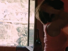 Tussi, Bikini, Blasen, Französisch, Im freien, Öffentlich, Muschi, Titten