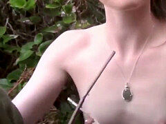 red-hot lean nubile masturbate in the forest