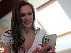 Blasen, Braunhaarige, Besamung, Hundestellung, Frau, Hd, Muschi, Titten